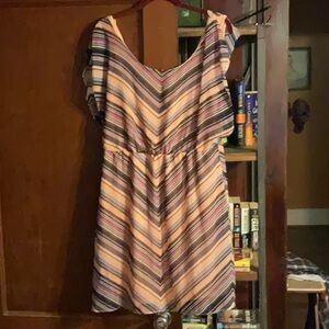 The Limited Tan Cream Flutter Sleeve Sundress